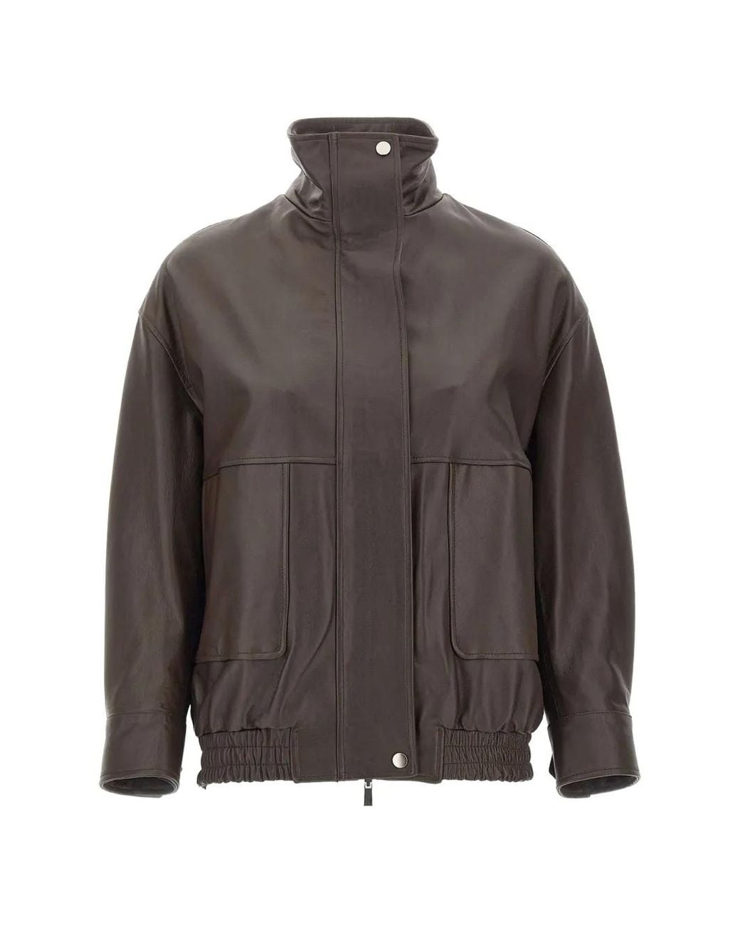 Kaos Brown Leather Bomber Jacket