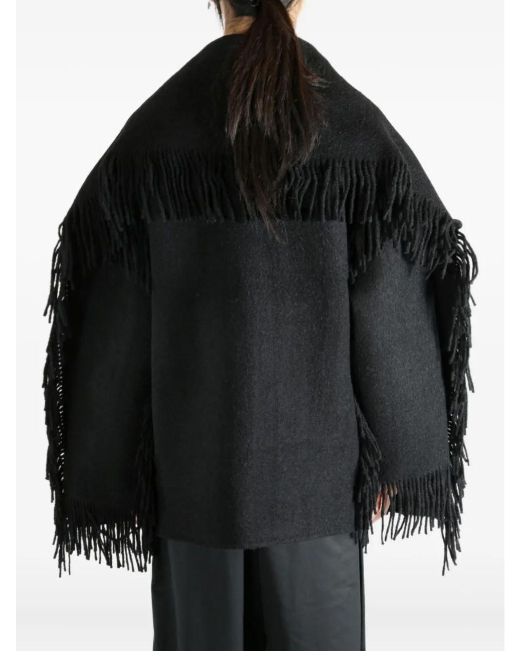 Totême Black Fringed Scarf Jacket