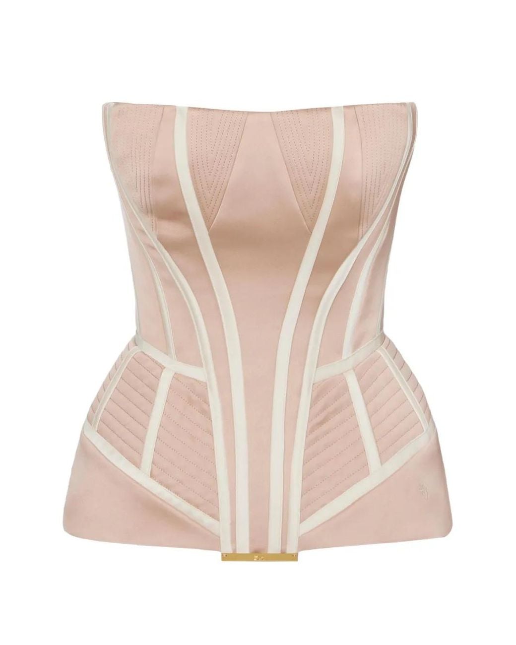 Elisabetta Franchi Pink Duchess Satin Bustier-Style Top