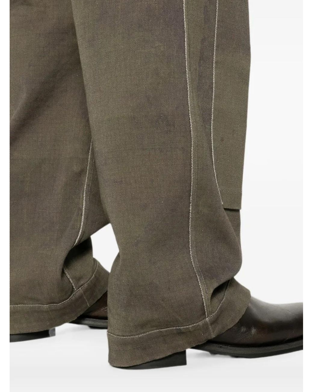 Masnada Gray Panelled Distressed-Effect Trousers for men