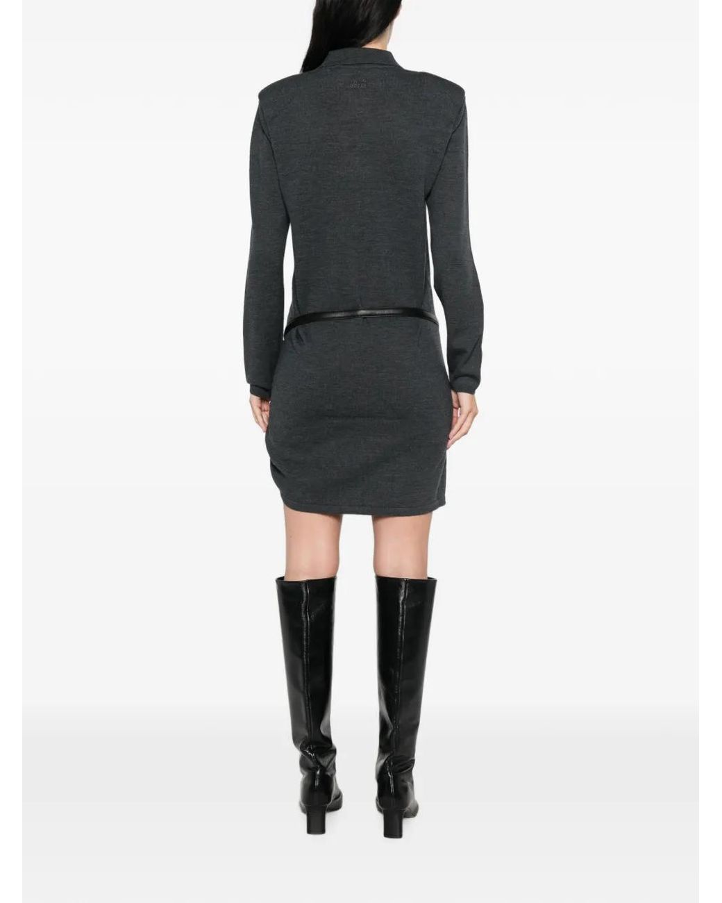 Circus Hotel Gray Belted Half-Zip Dress