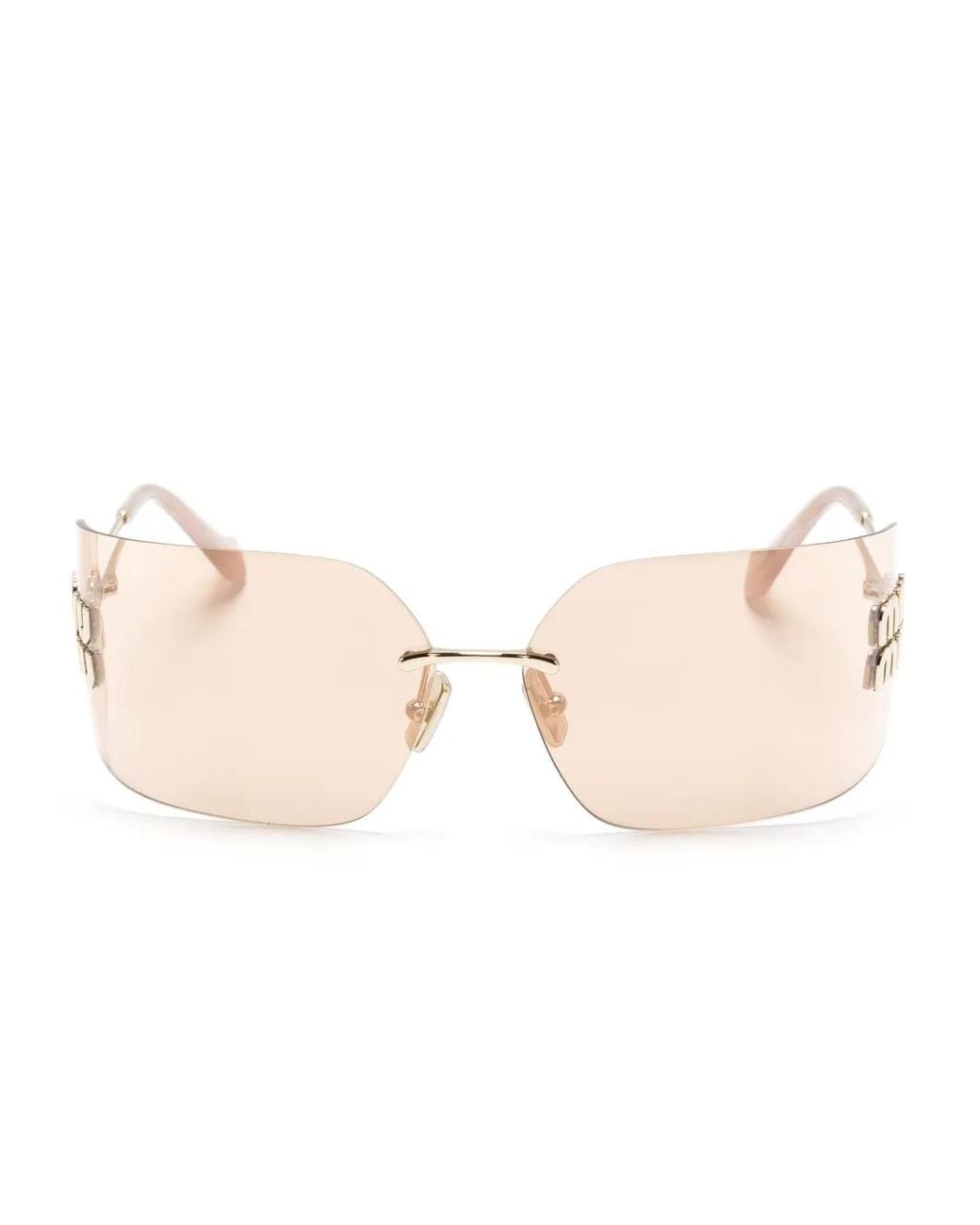 Miu Miu Pink Aube Wraparound-Frame Sunglasses