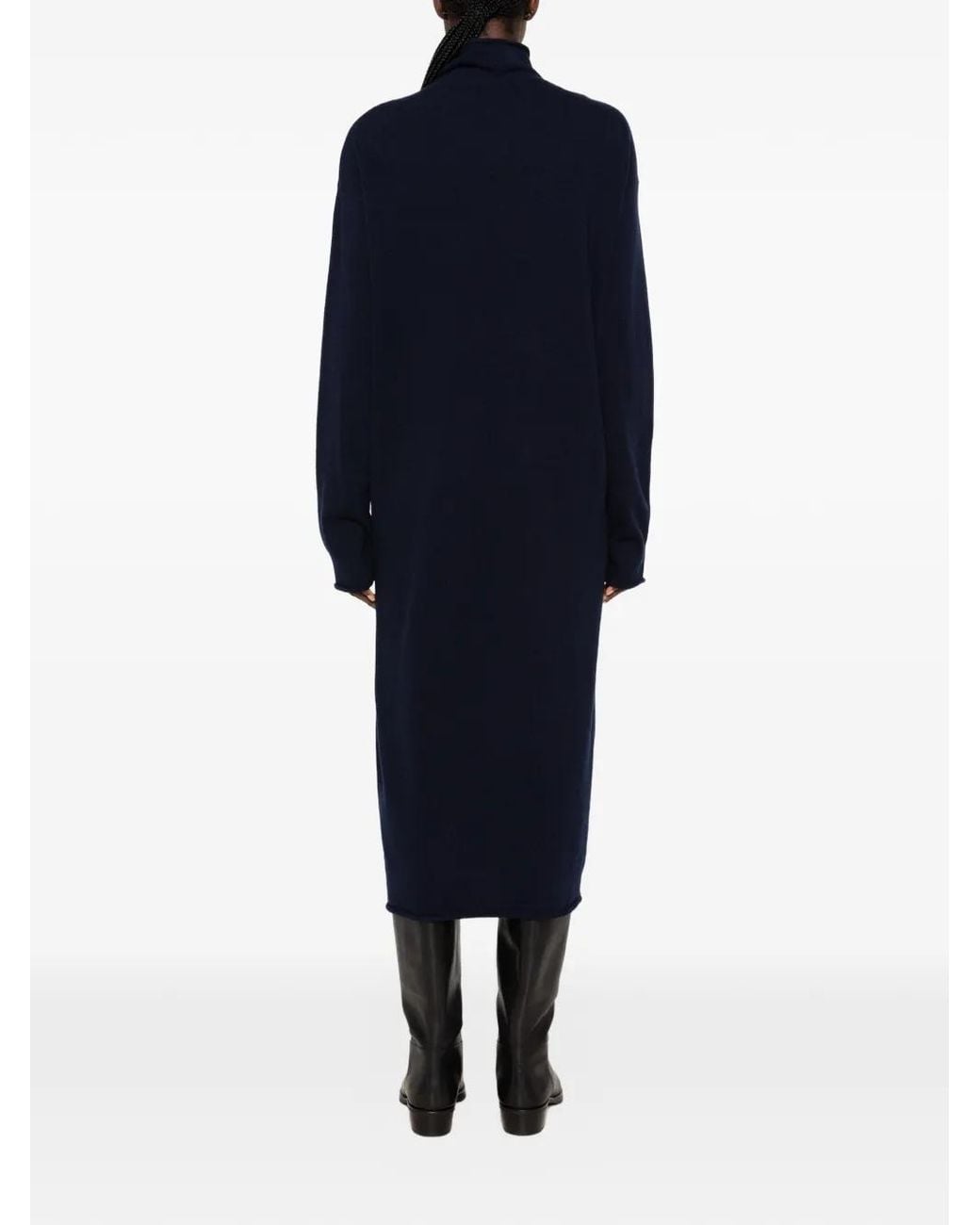 Agl Attilio Giusti Leombruni Blue Roll-Neck Knitted Midi Dress