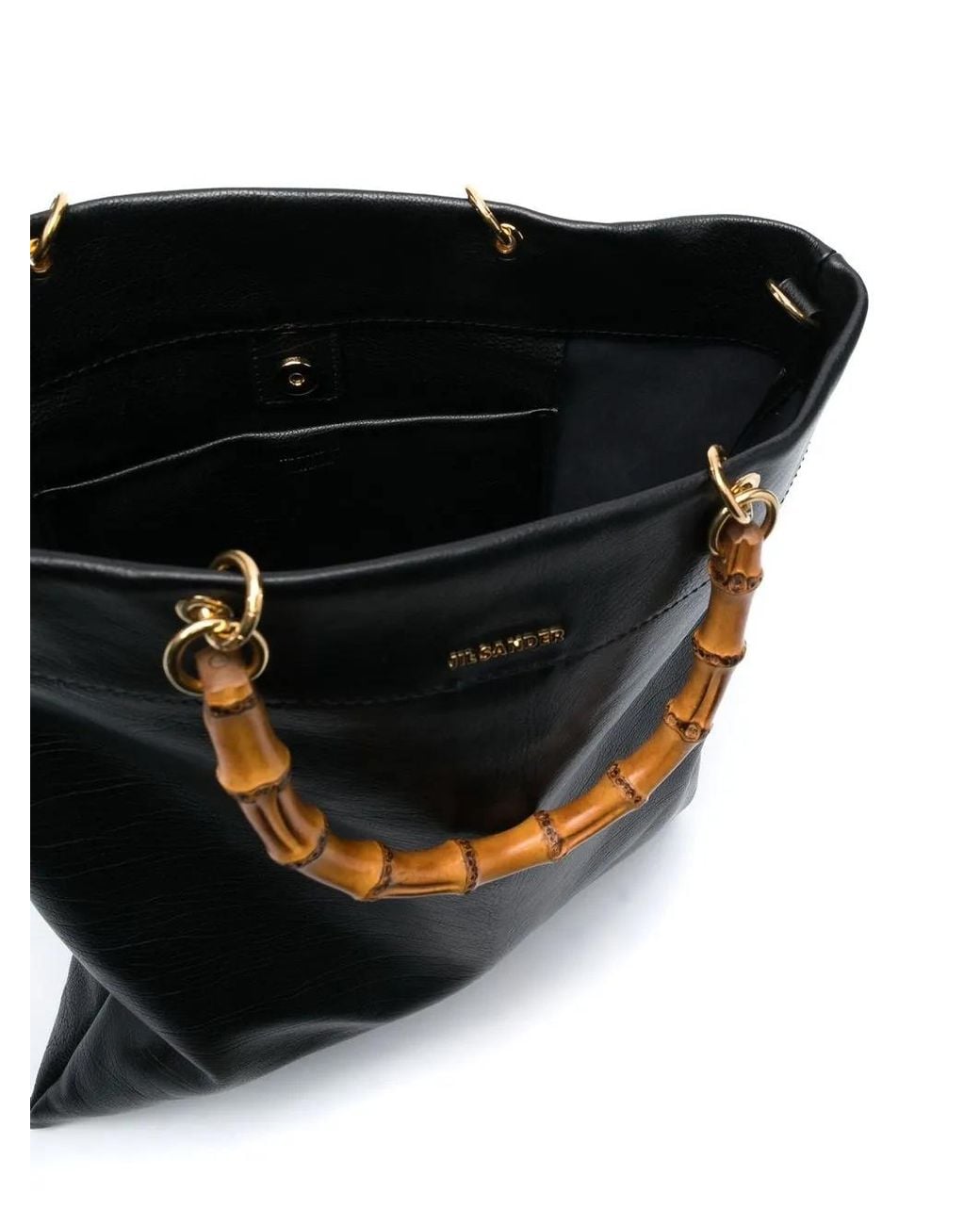 Jil Sander Black Tote Bag With Bamboo Handles