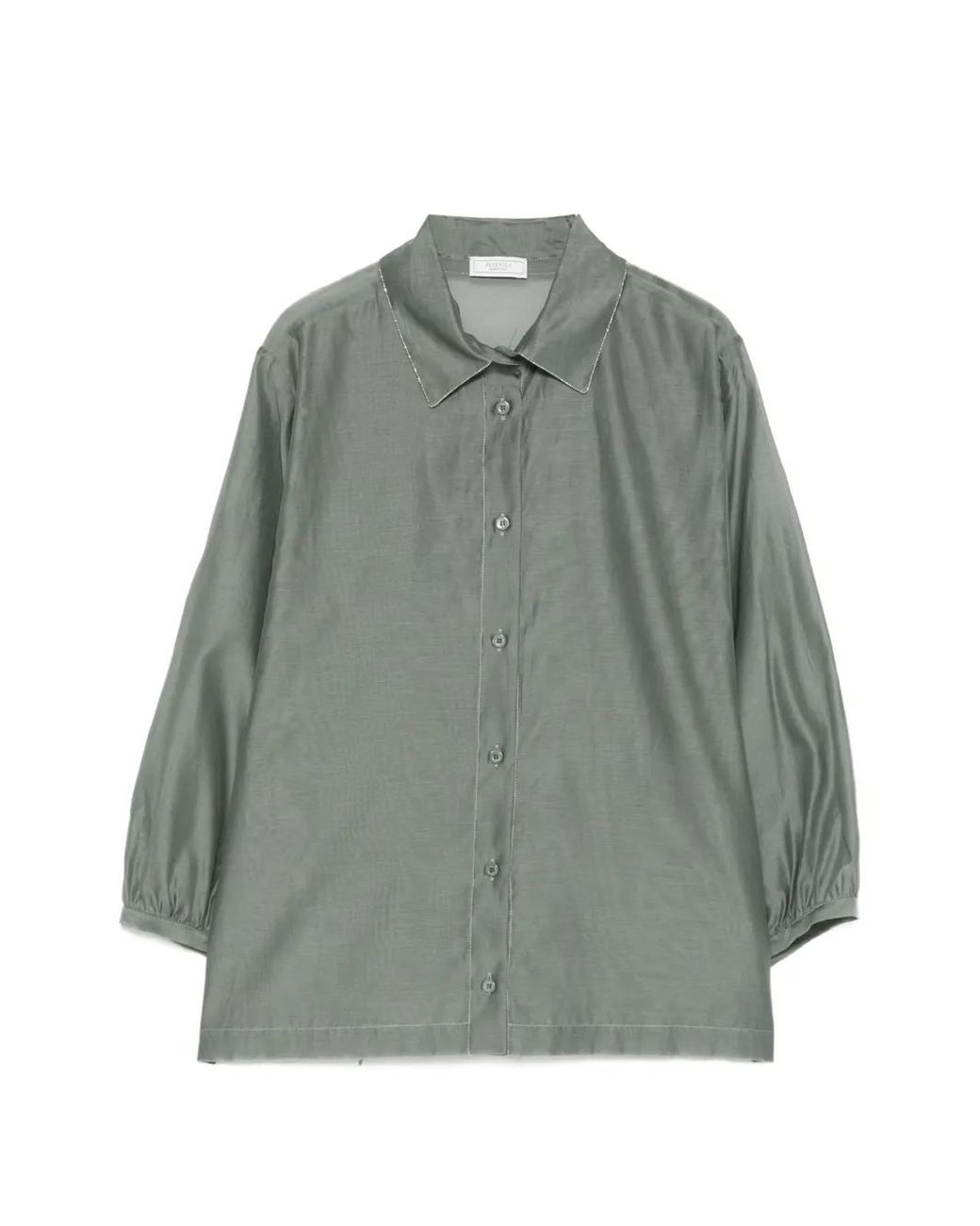 Peserico Gray Button Sleeve Shirt