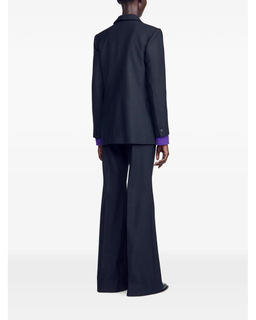 Sandro Black Striped Single-Breasted Blazer