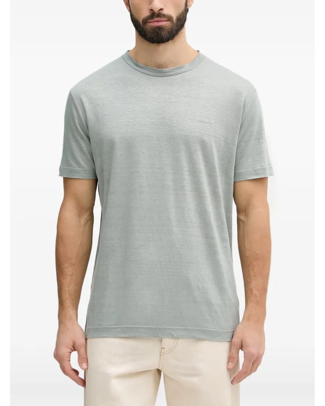 Gant Gray Embroidered-Logo T-Shirt for men