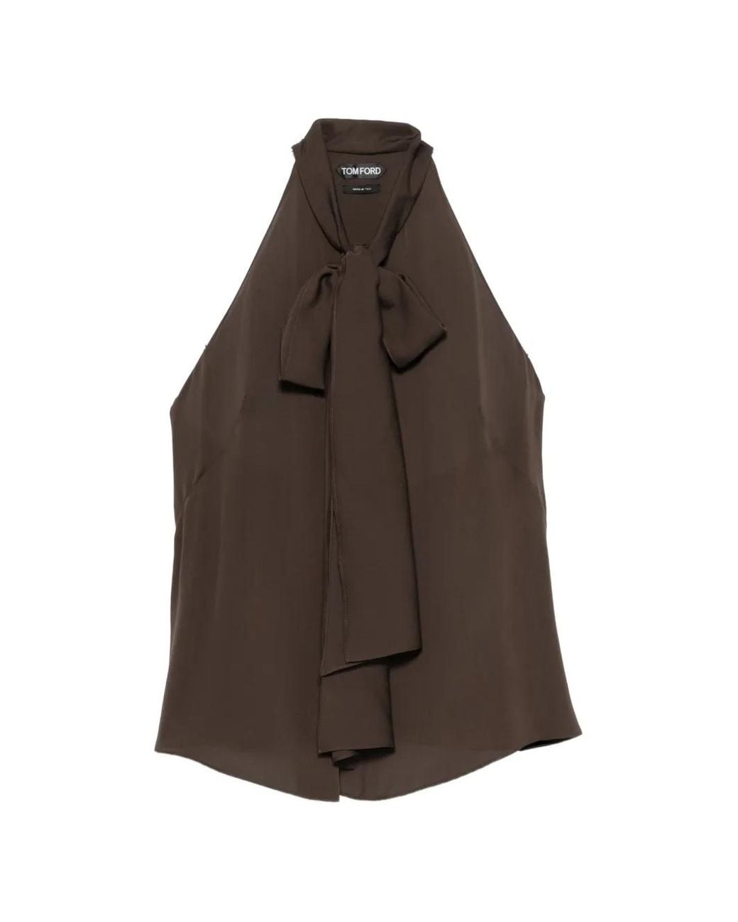 Tom Ford Brown Sleeveless Bow-Detail Top