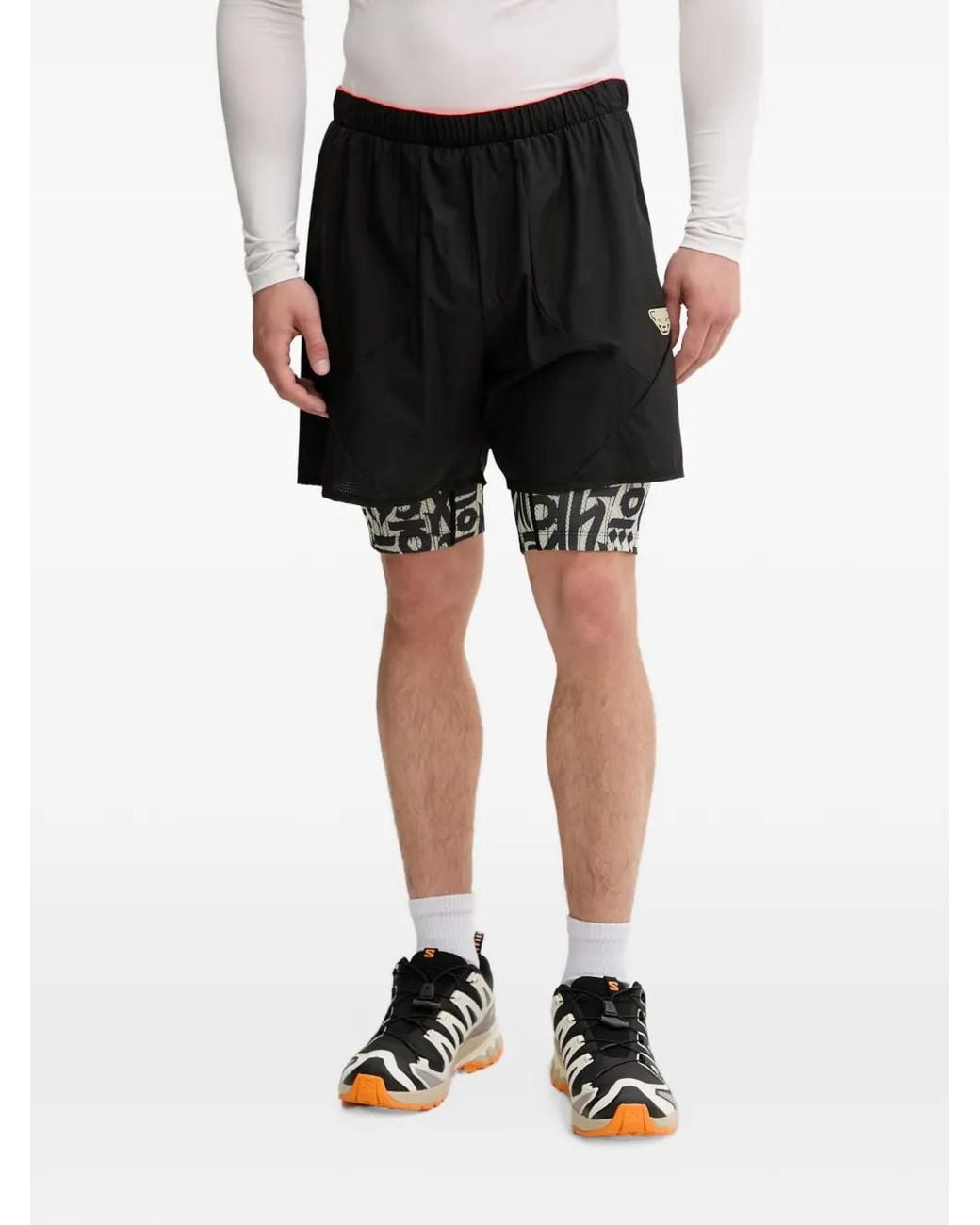 Dynafit Black Trail Logo-Print Layered Track Shorts for men