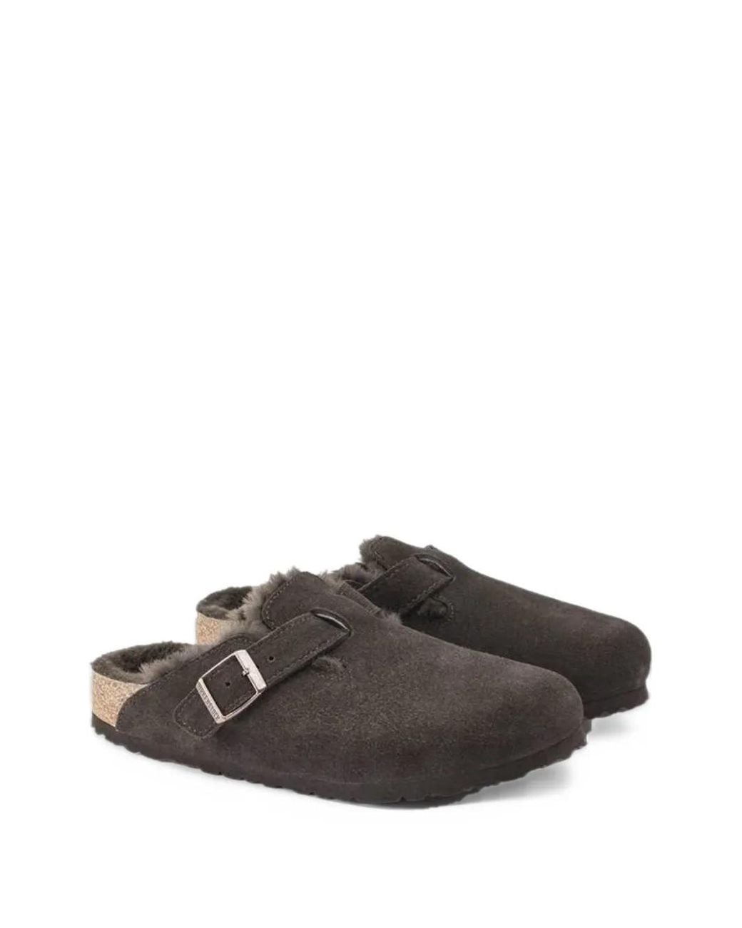 Birkenstock Boston Shearling Slippers in Gray | Lyst