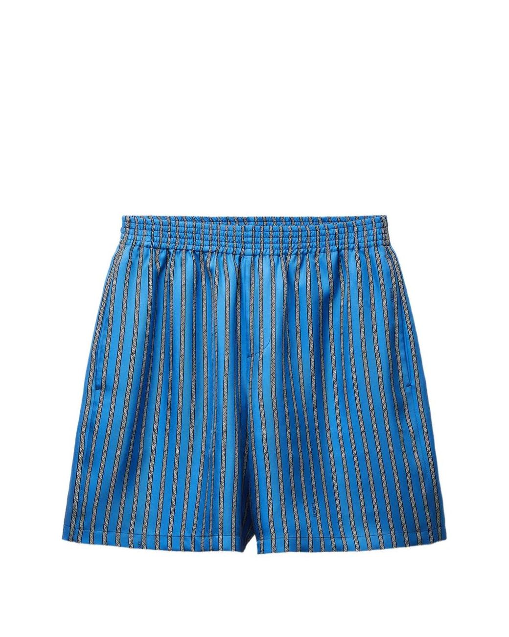 Versace Blue Printed Silk Twill Shorts for men