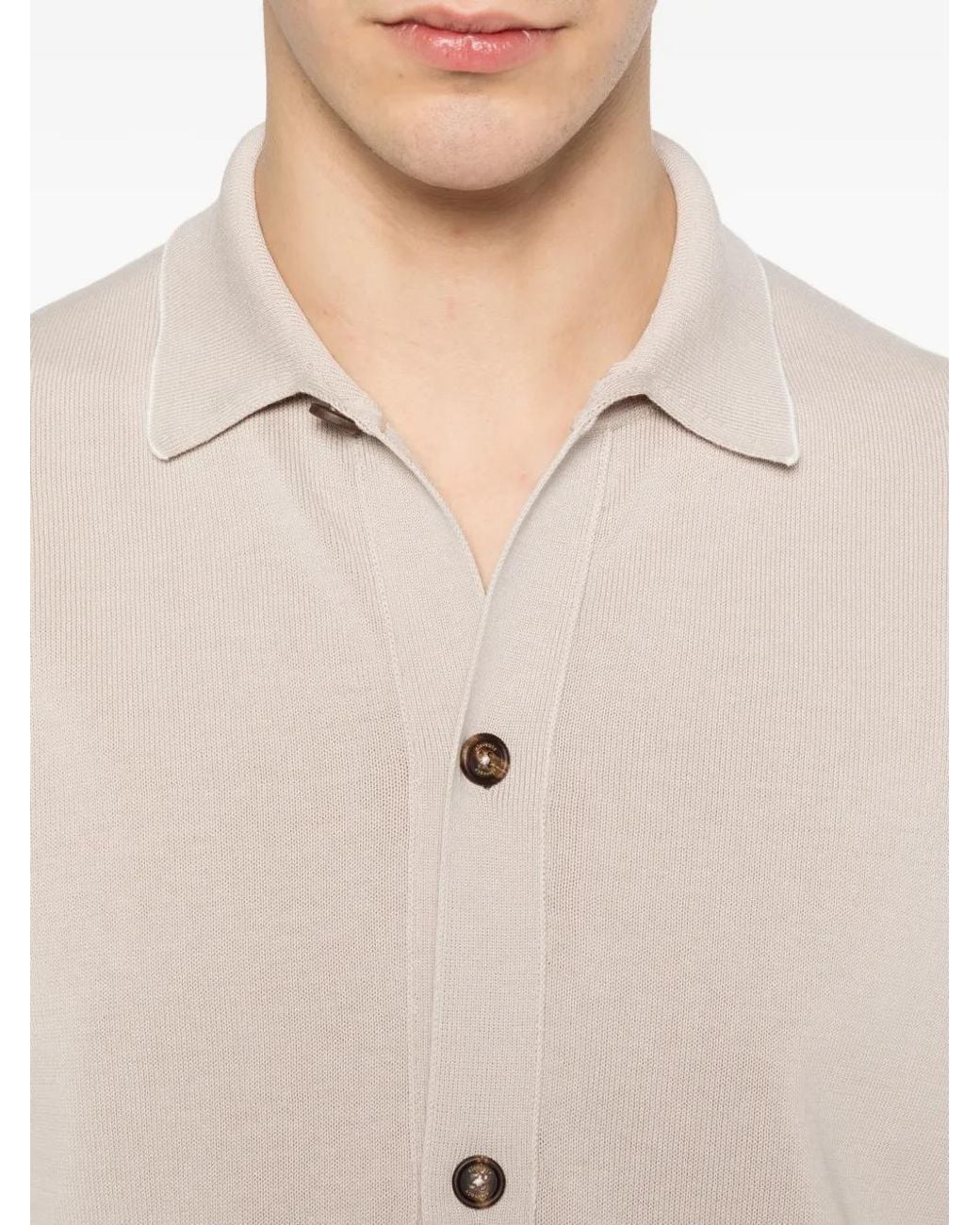 Eleventy White Polo-Collar Cardigan for men