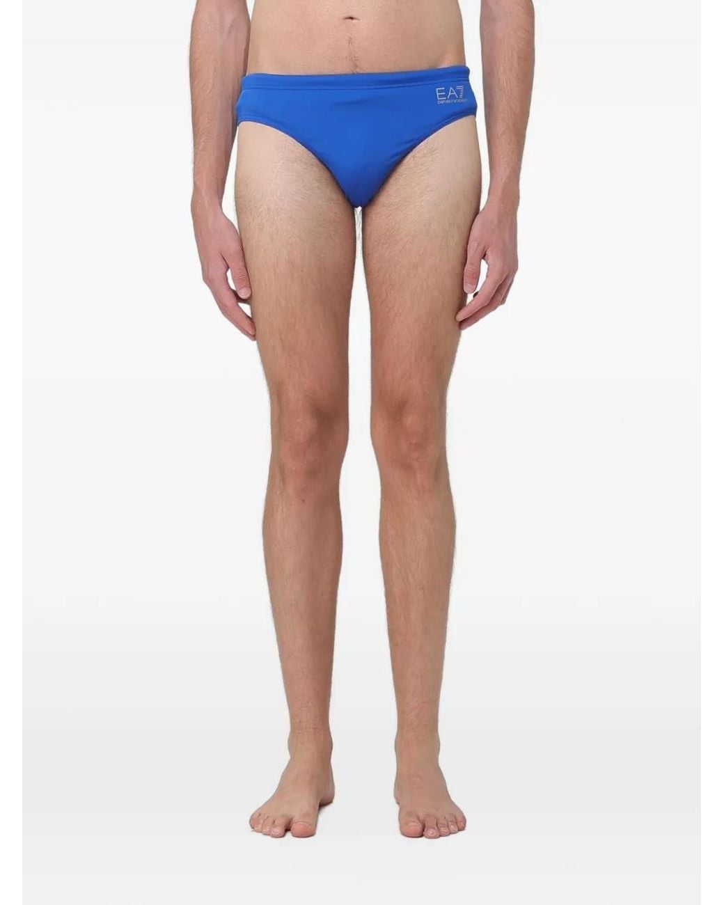 EA7 Blue Logo-Print Swim Trunks for men
