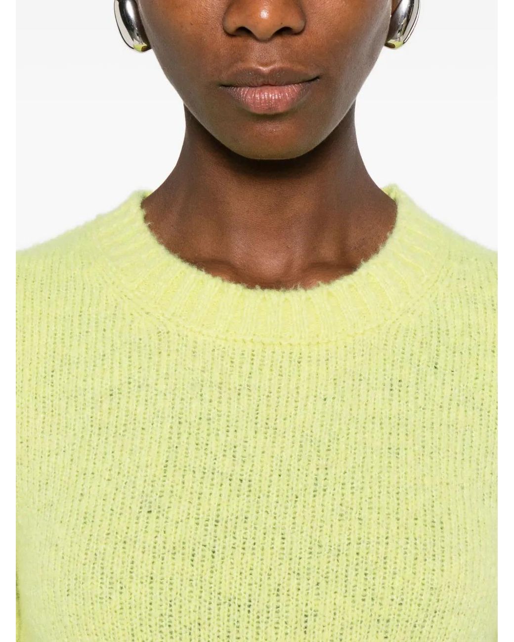 Scaglione Yellow Round-Neck Long-Sleeve Sweater