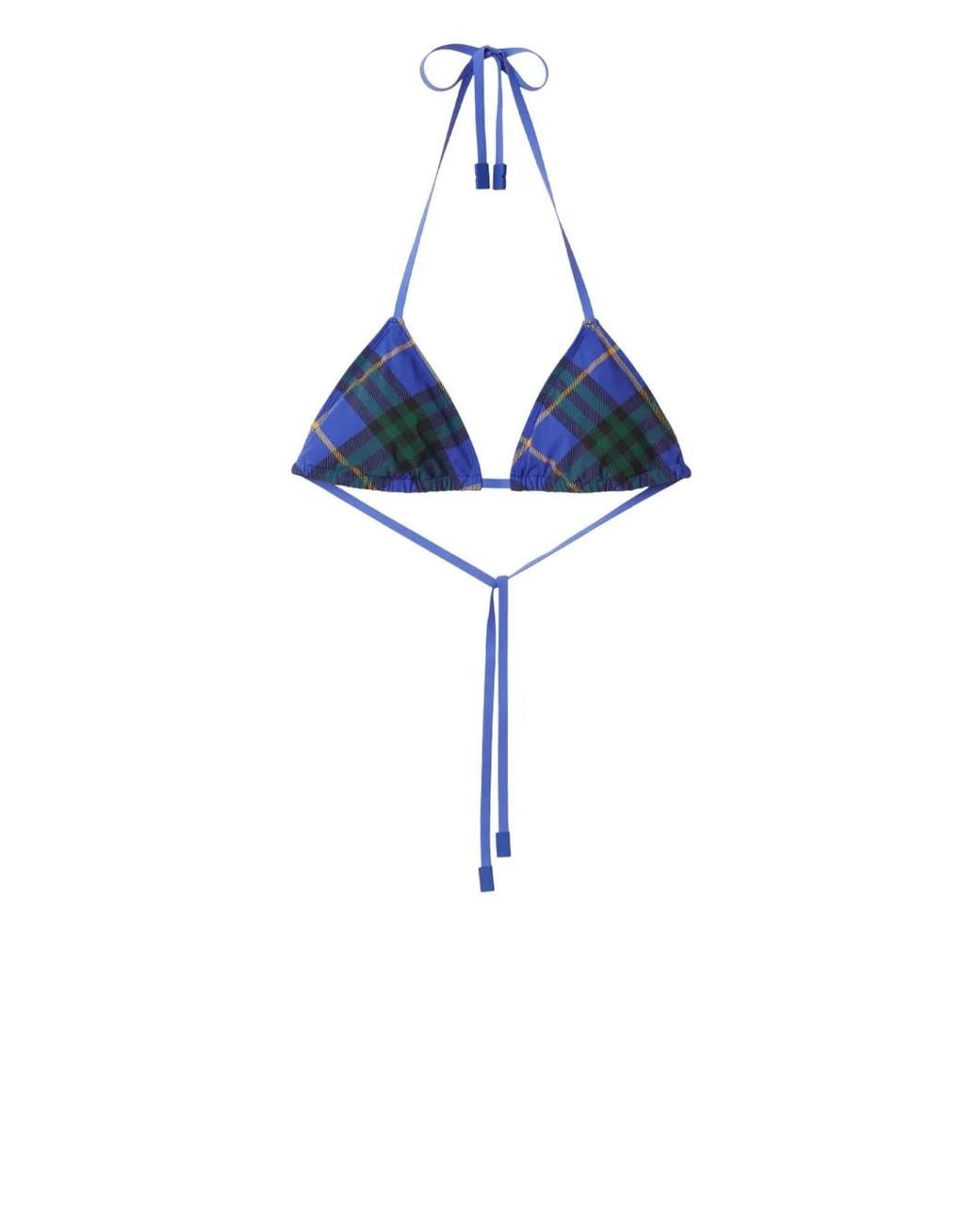 Burberry Blue Checked Bikini Top