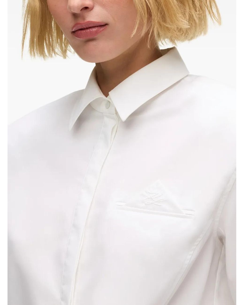 Karl Lagerfeld White Chemise À Poche Poitrine