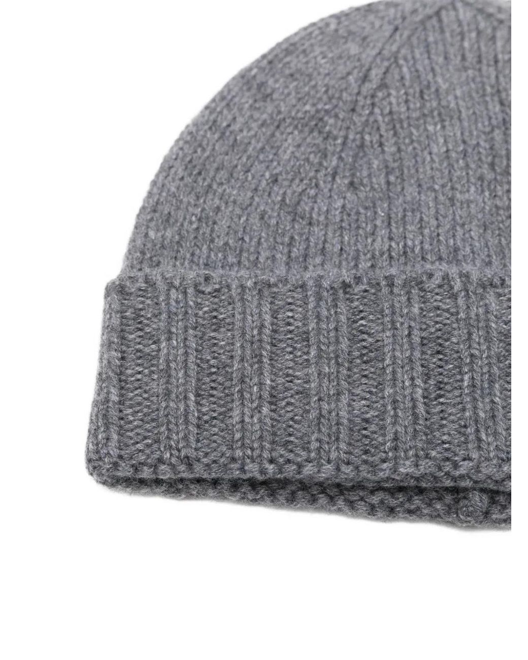 GIUUNO Gray Ribbed-Brim Beanie for men