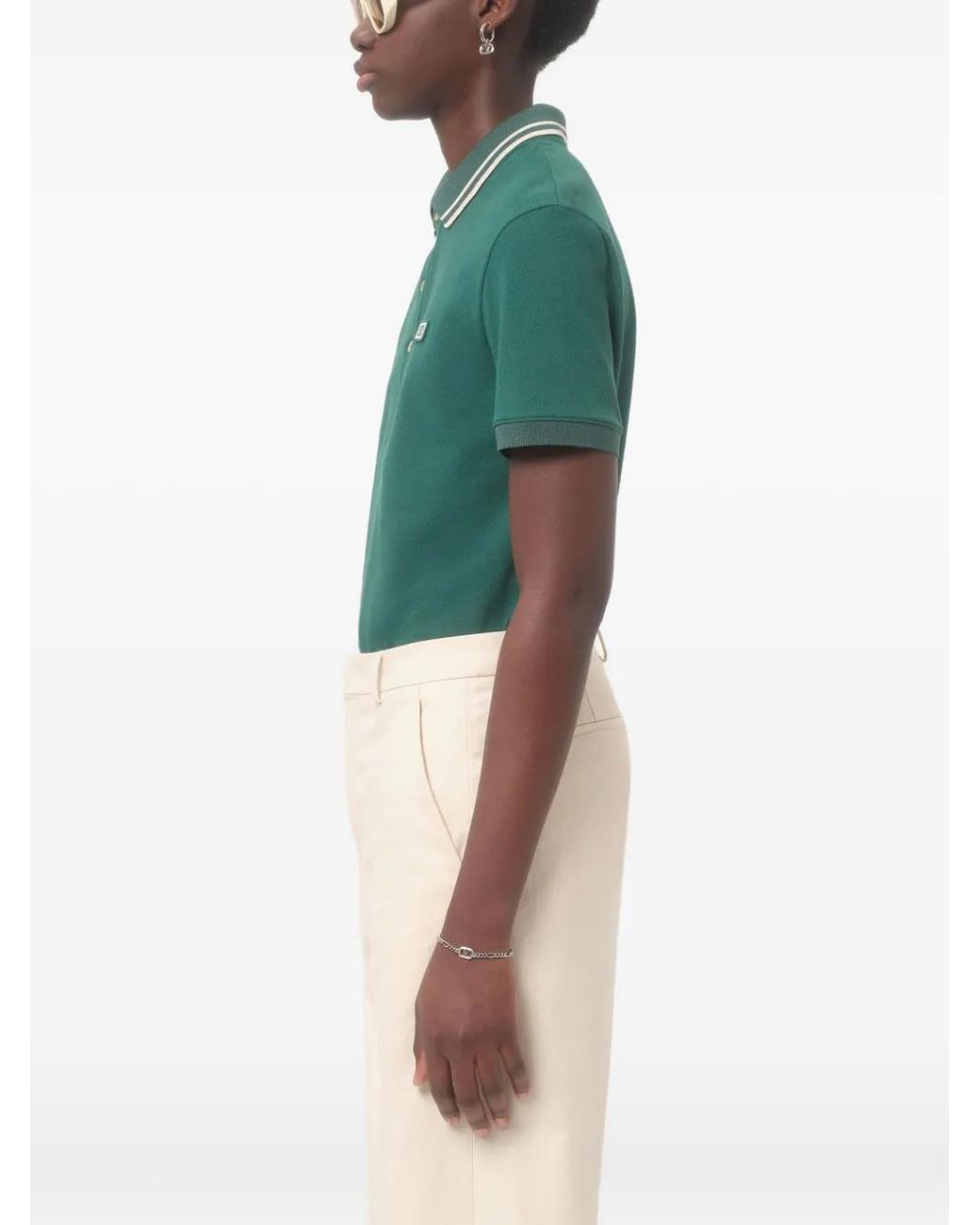 Valentino Garavani Green Contrast-Collar Polo Shirt for men