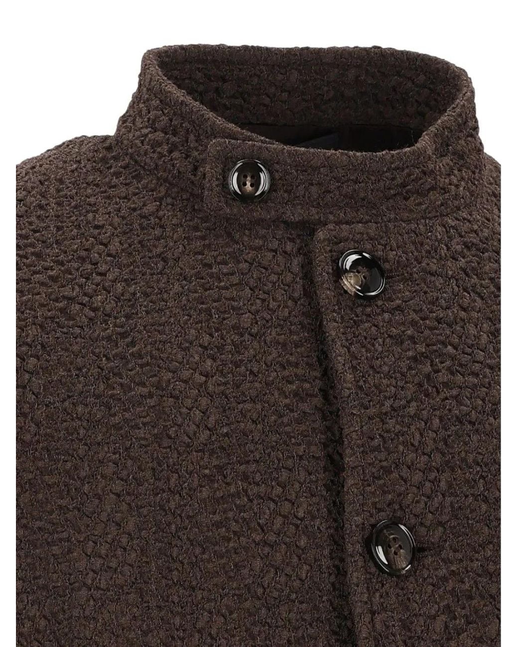 Giorgio Armani Brown Bouclé-Knit Button-Up Blazer for men