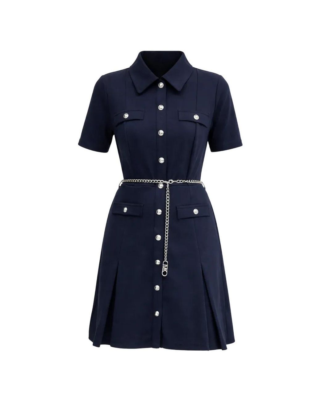 MICHAEL Michael Kors Blue Chain-Belt Shirt Dress