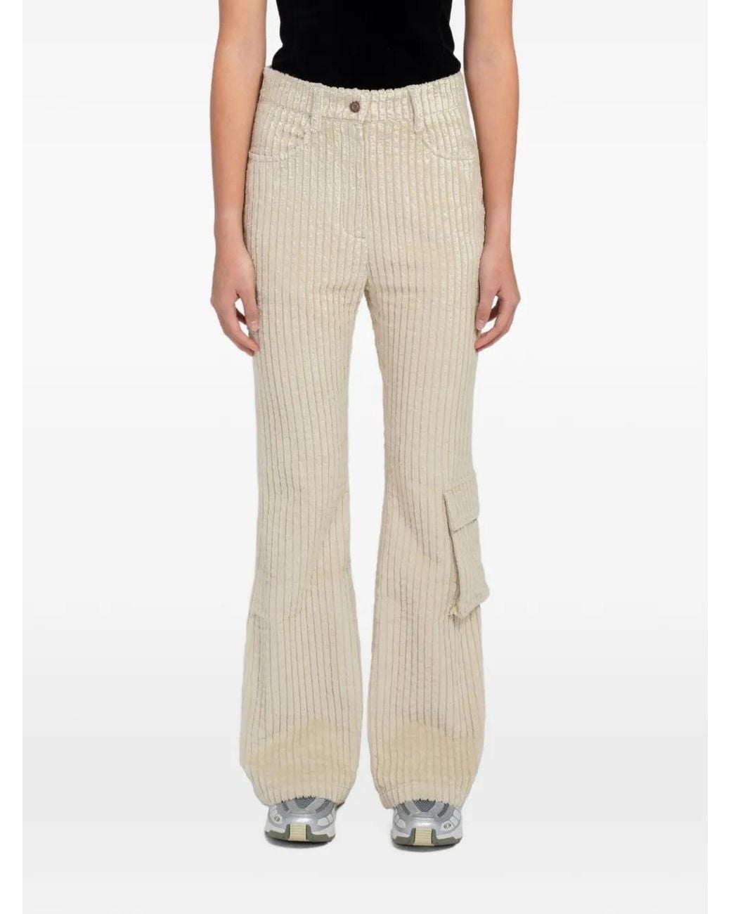OPEN YY Natural Corduroy-Texture Flared Trousers