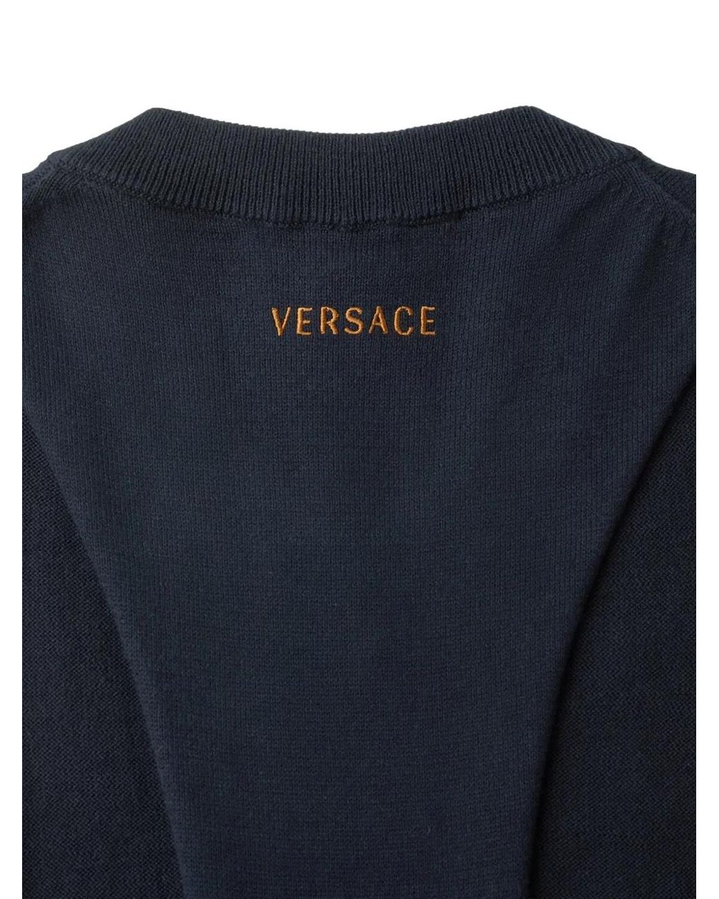 Versace Blue Cotton Knit Tank Top for men