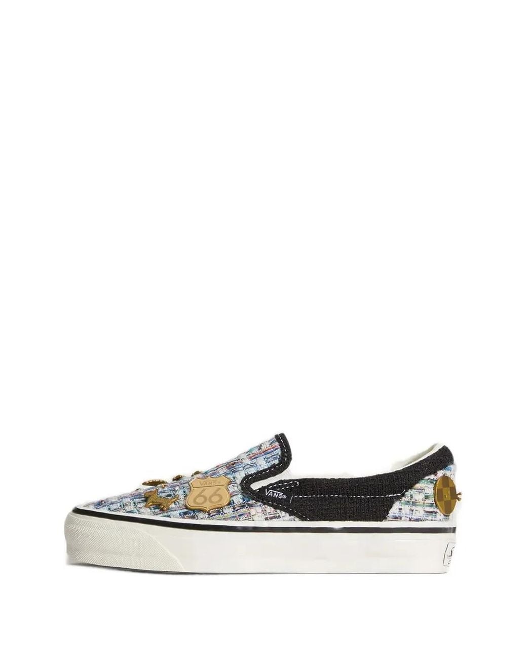 Vans White Classic Premium Charm-Embellished Tweed Slip-On Sneakers