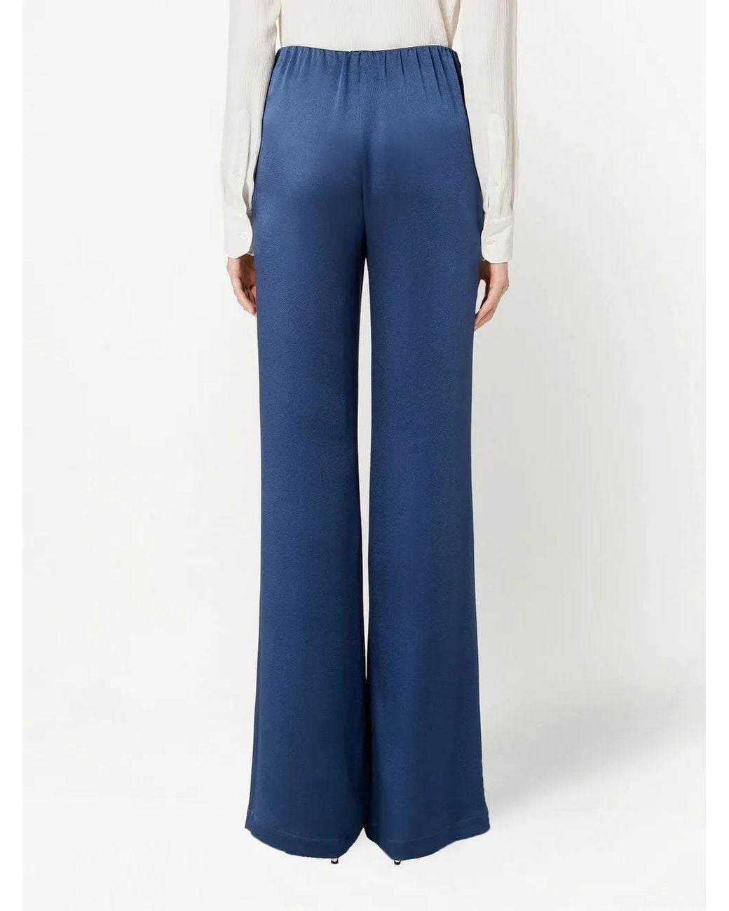 AMI Blue High-Waisted Satin Trousers