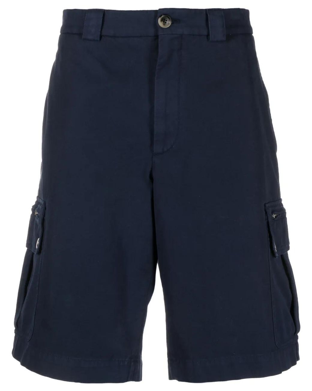 Brunello Cucinelli Blue Straight-Leg Cotton Bermuda Shorts for men