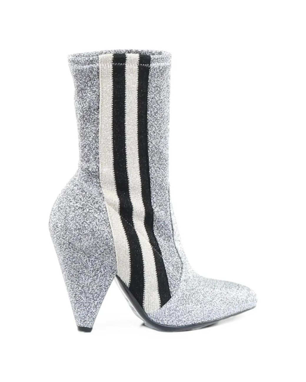 Giampaolo Viozzi White Glitter-Effect Striped Ankle Boots