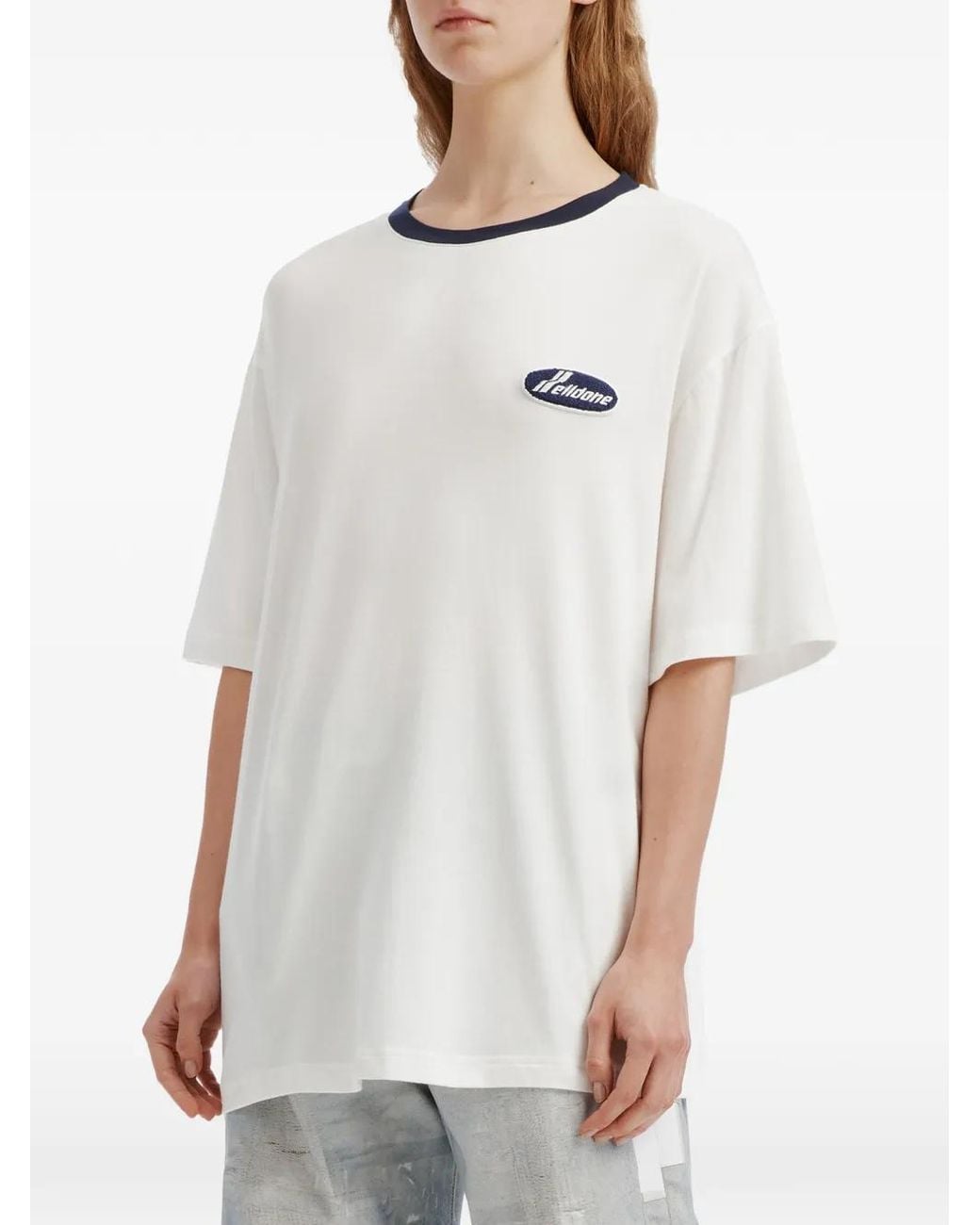 we11done White Logo-Patch Ringer T-Shirt