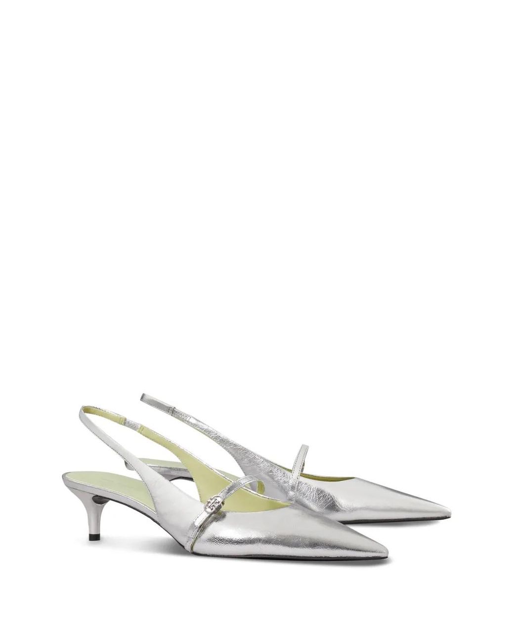 Tory Burch White Double T Buckle Mary Jane Slingbacks