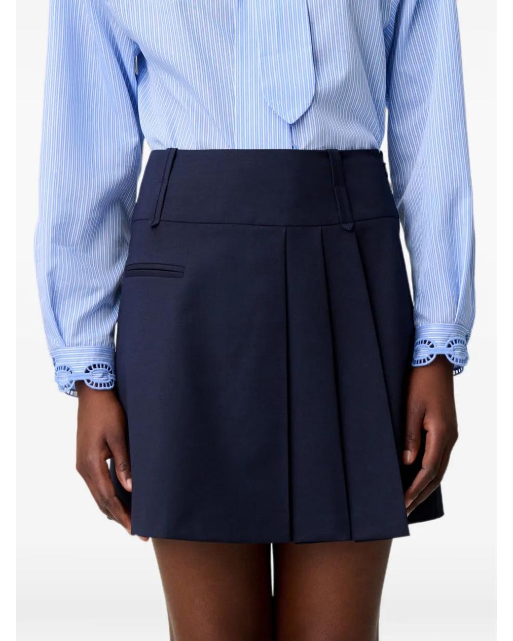 Claudie Pierlot Blue Short Wool Blend Skirt