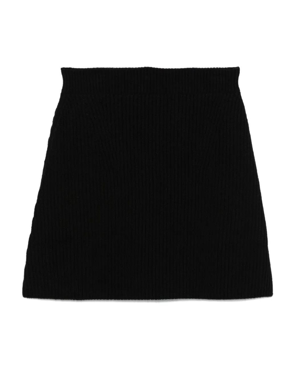 Jil Sander Ribgebreide Wollen Mini-Rok in het Black