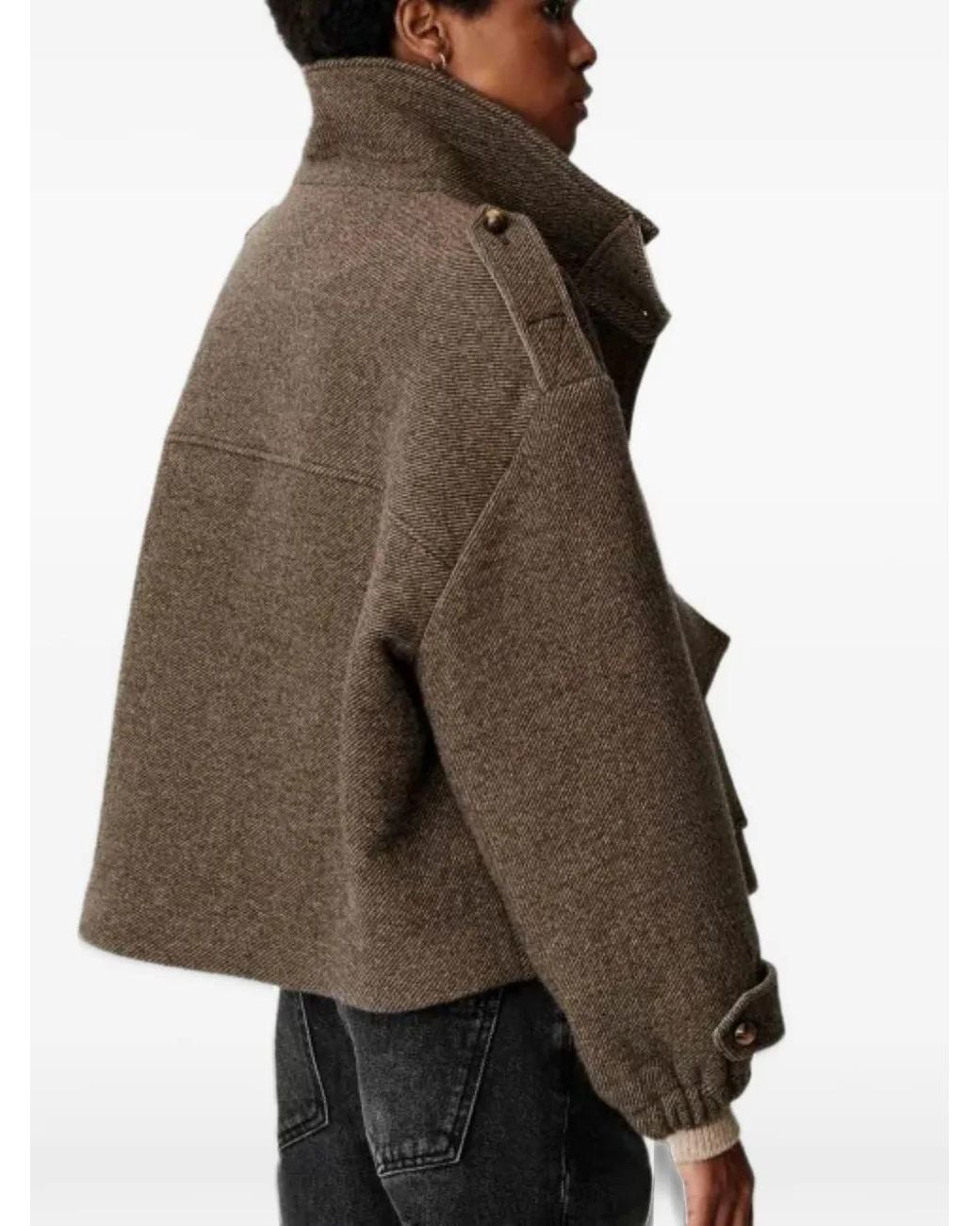 Sessun Brown Mean Streets High-Neck Epaulette Jacket