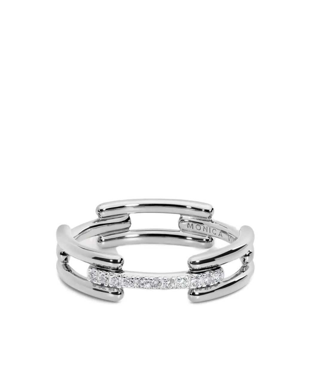 Monica Vinader White Mv Signature Link Diamond Ring