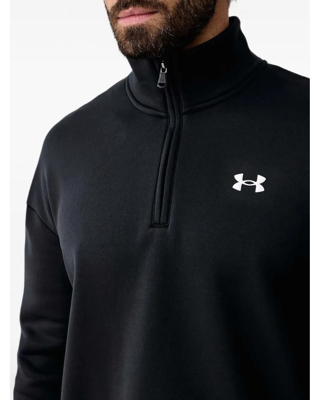 Under Armour Black Logo-Print Quarter-Zip Sweatshirt for men
