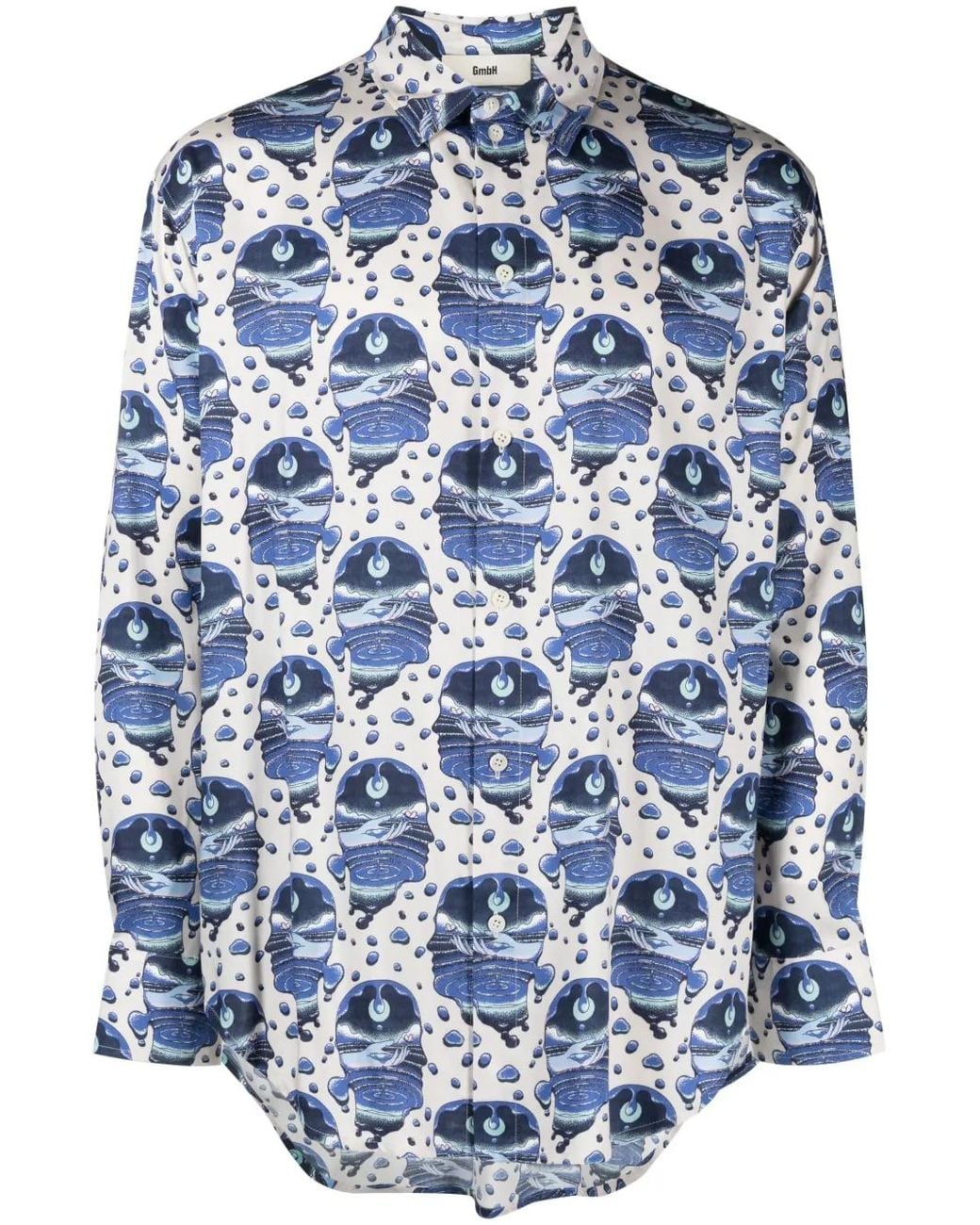 GmbH Blue Graphic-Print Long-Sleeve Shirt for men