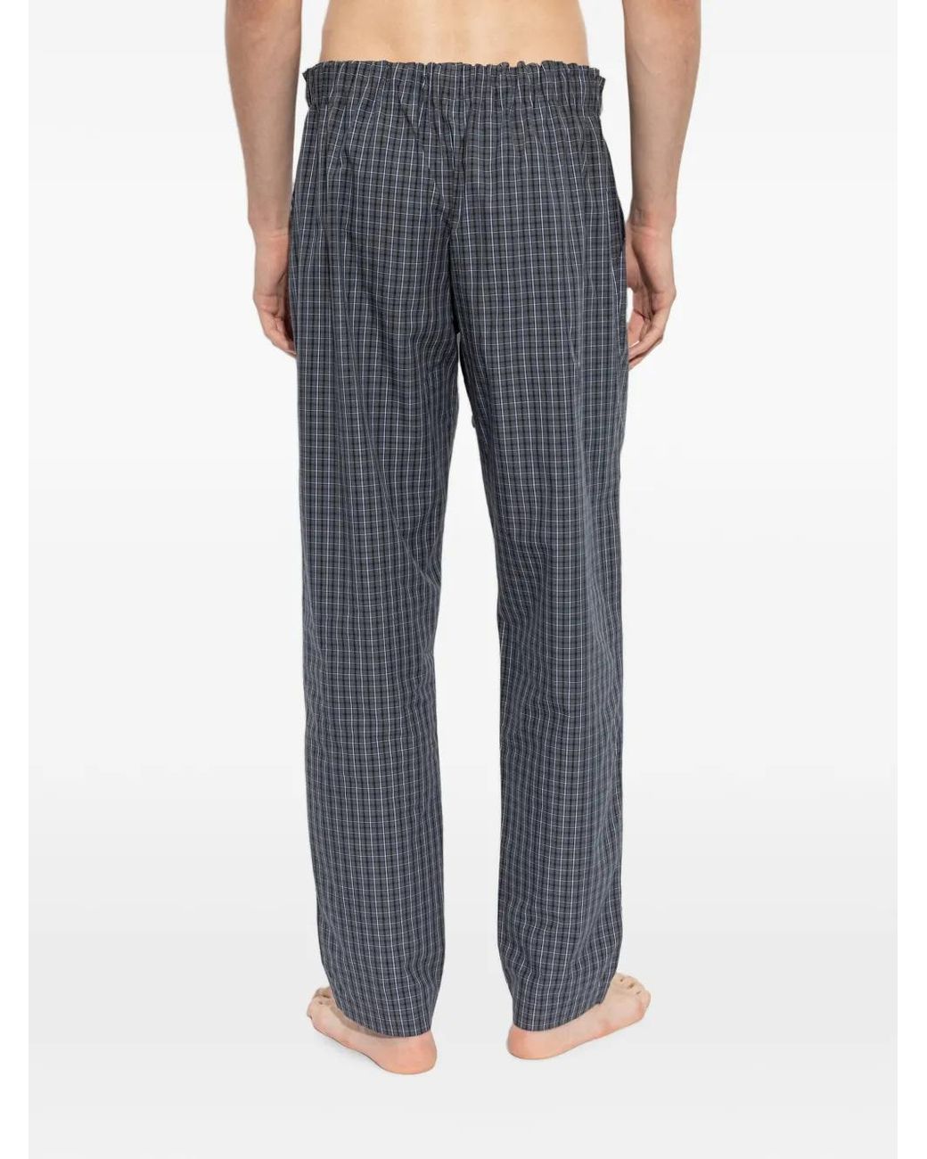 Hanro Geruite Pyjamabroek in het Blue voor heren