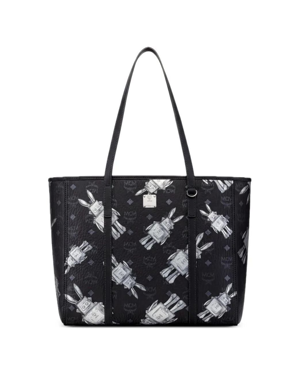 MCM Black Cabas À Imprimé Visetos Et Motif Lapin