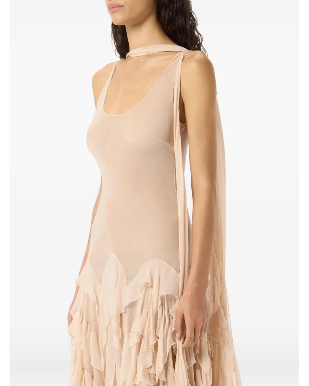 Blumarine White Ruffled Maxi Dress