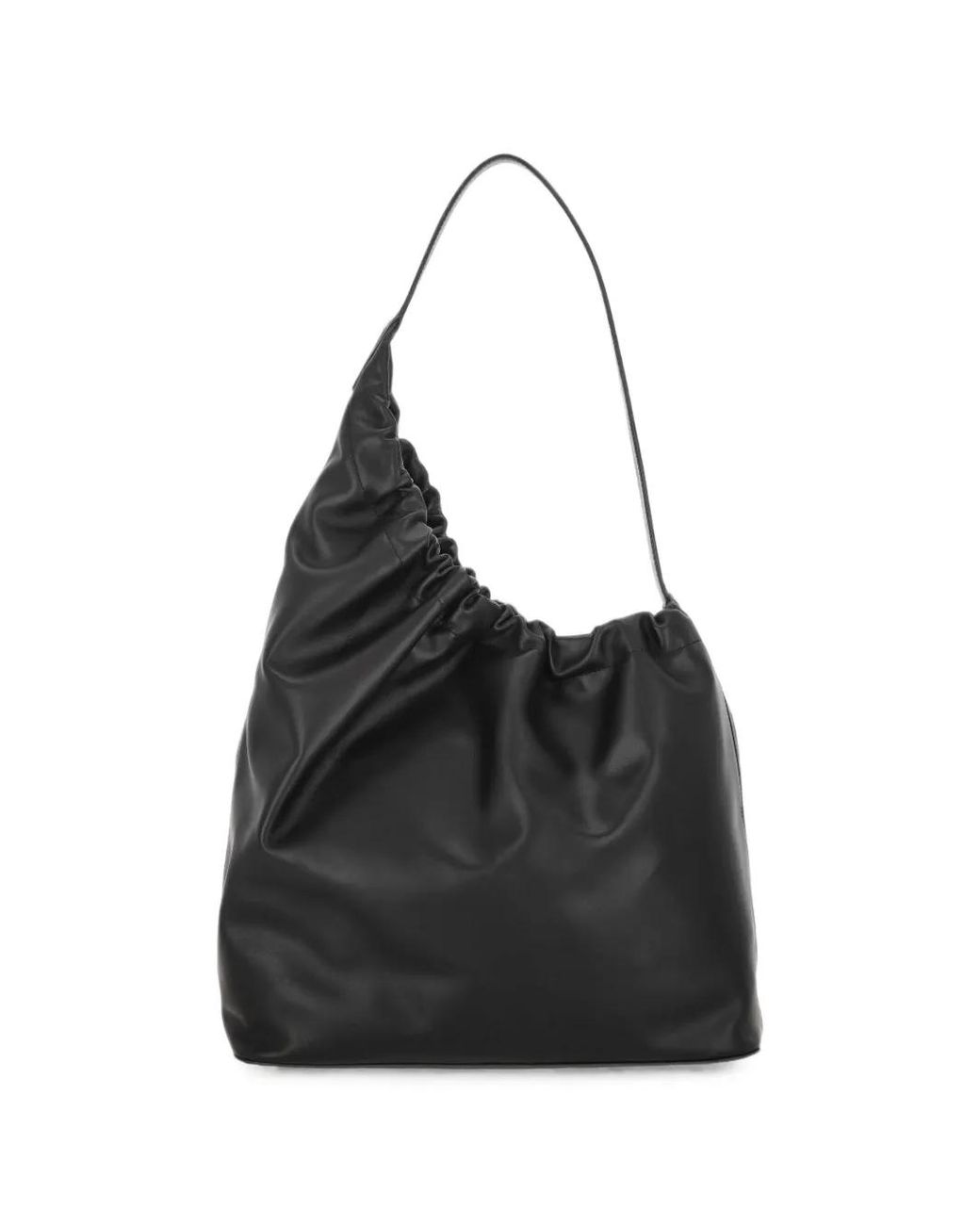 Aesther Ekme Black Demi Lune Cloud Ruched Leather Shoulder Bag