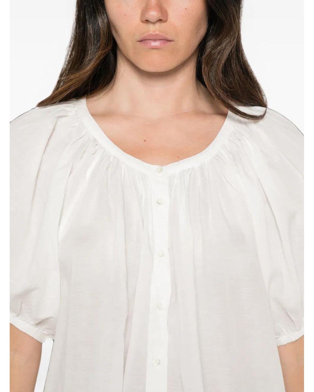 Doen White June Puff-Sleeve Top