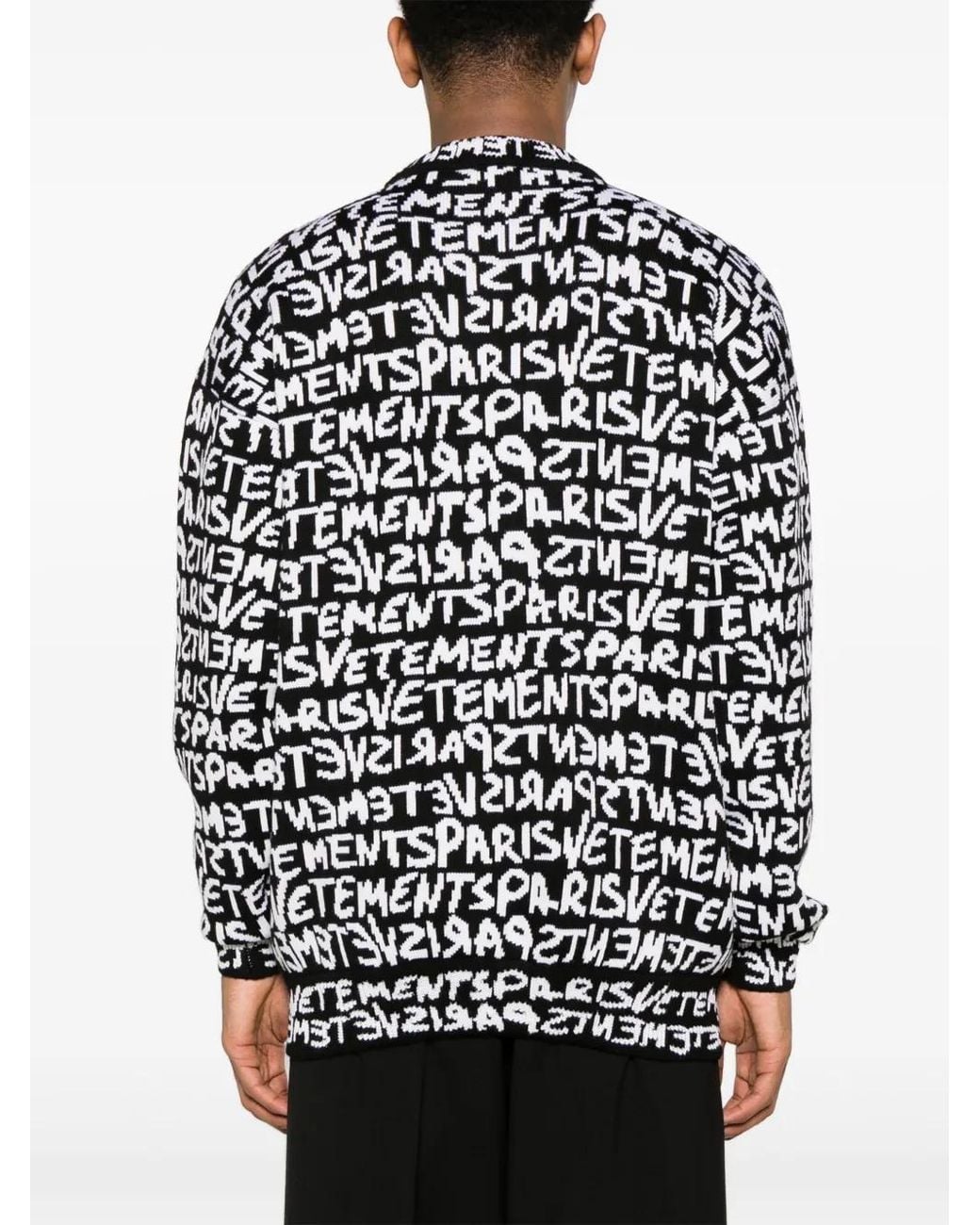 Vetements Black Intarsia-Knit Logo Wool Jumper