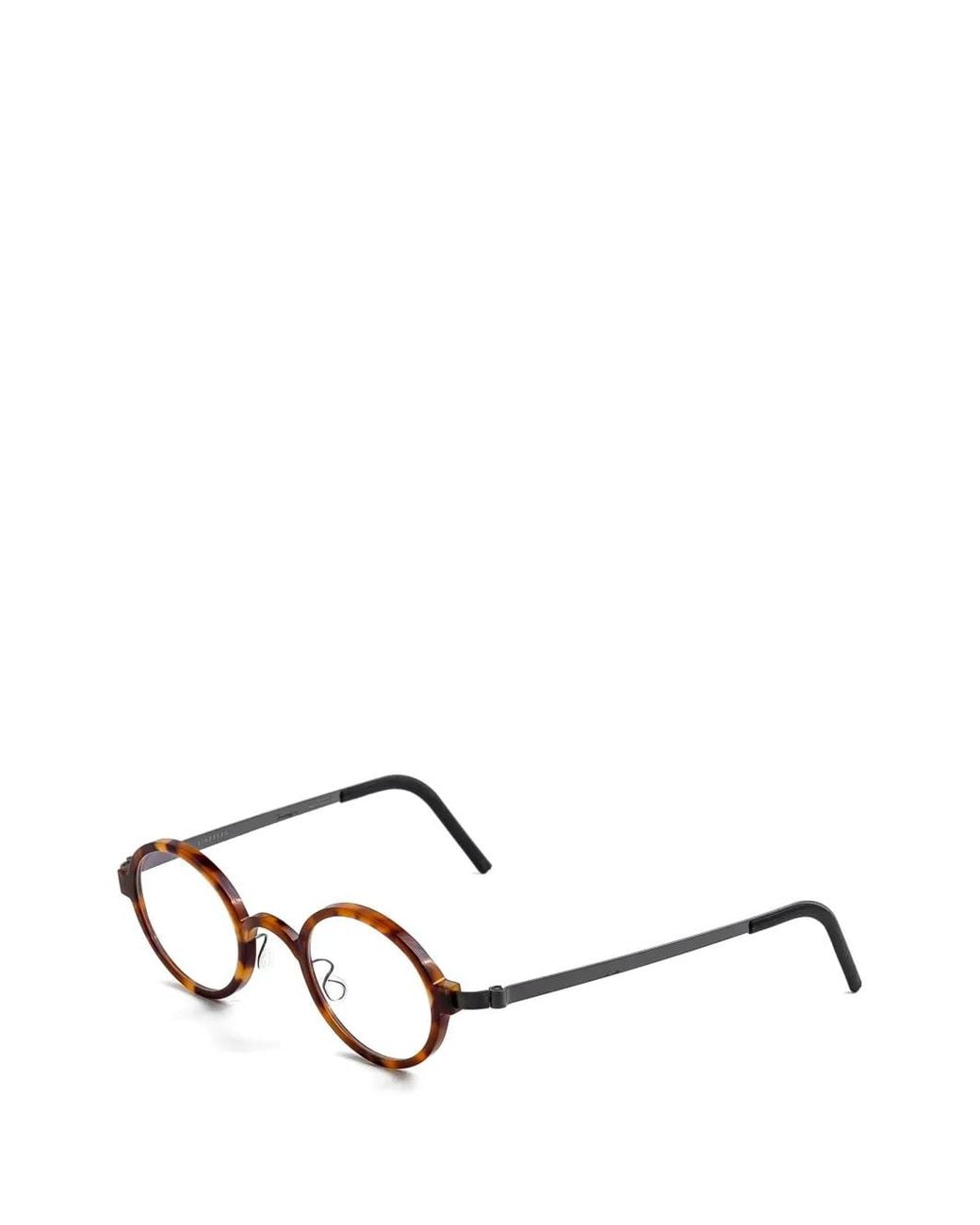 Lindberg Brown Tortoiseshell-Effect Round-Frame Glasses