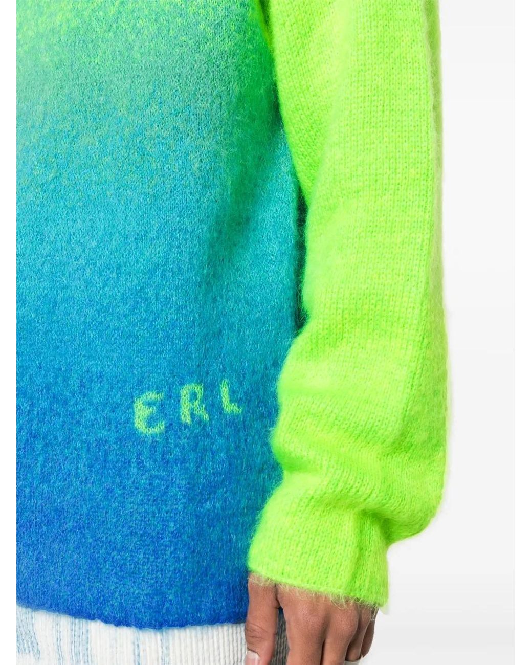 ERL Green Gradient Intarsia-Logo Jumper
