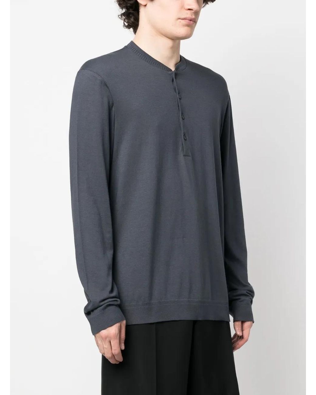 Orlebar Brown Blue Plain Short-Button Jersey for men