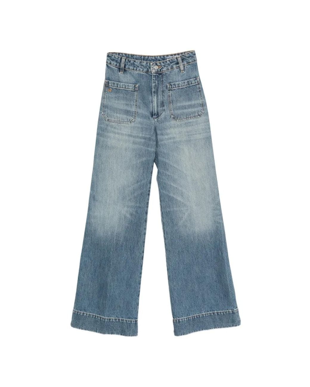 Victoria Beckham Blue Jean Ample À Poches Plaquées