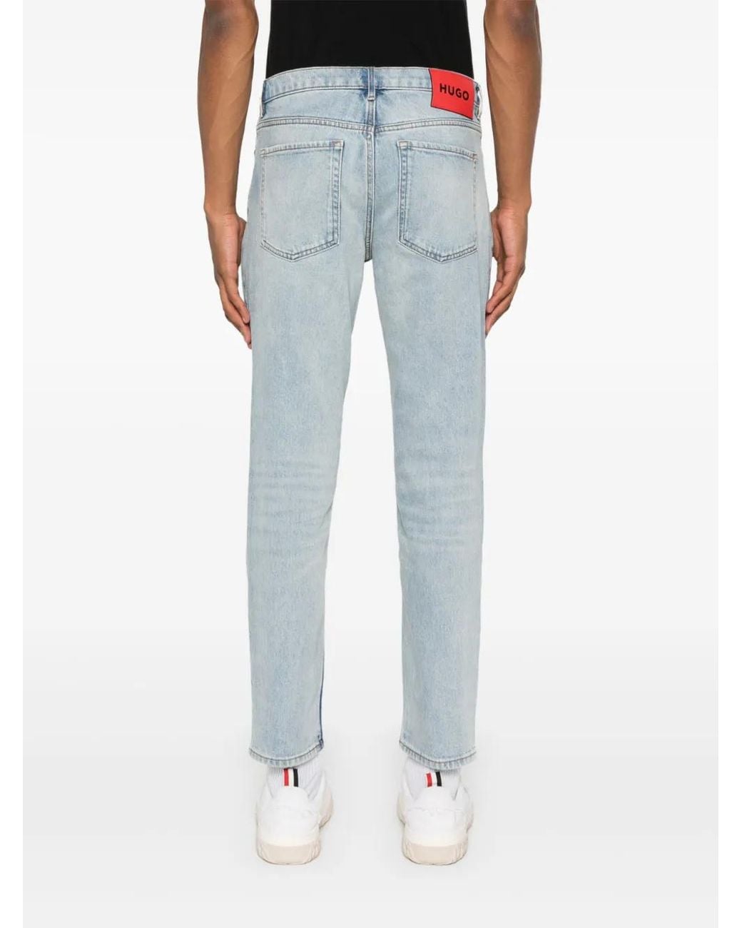 HUGO Blue Slim-Leg Cotton-Blend Jeans for men