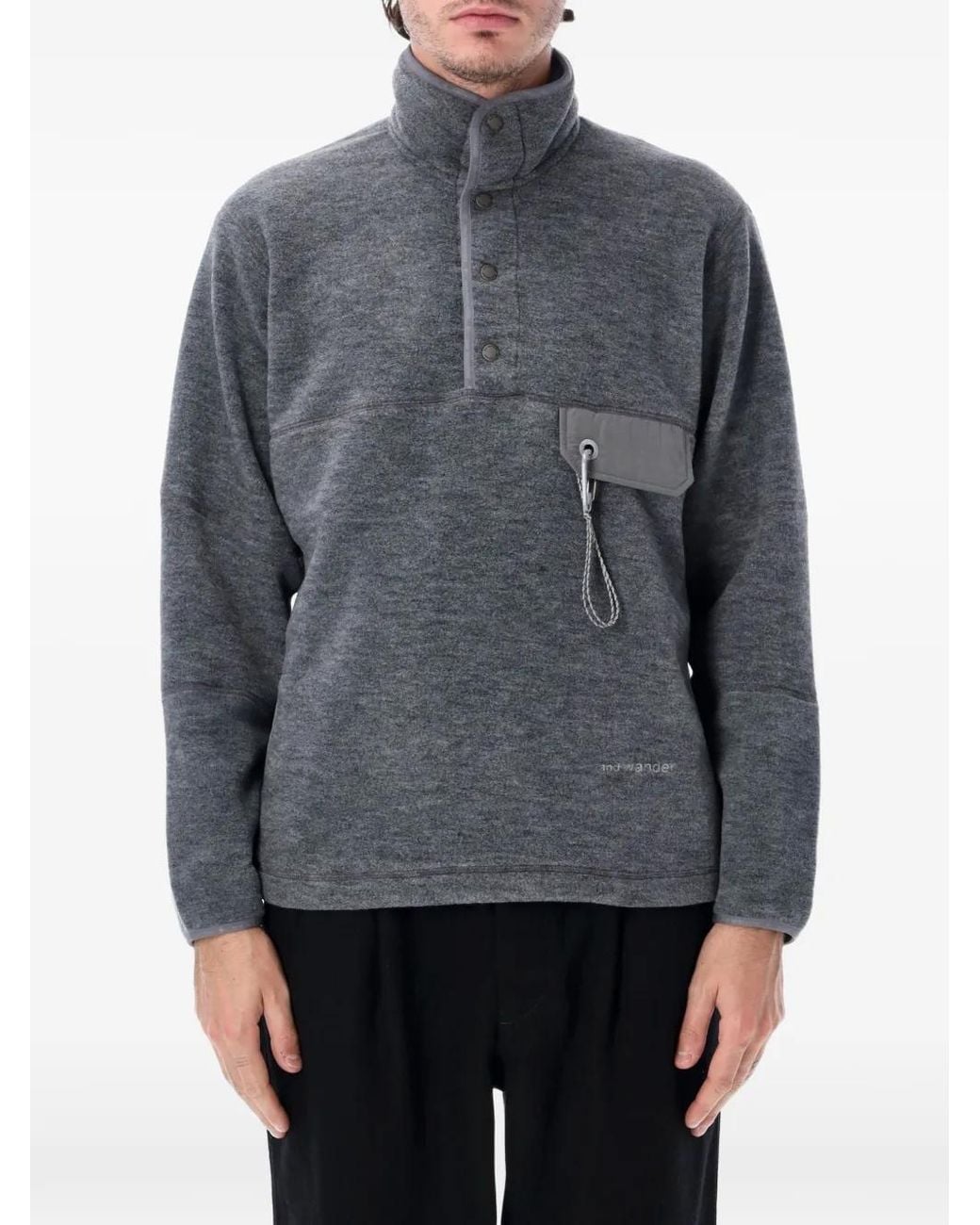 And Wander Gray Fleece Snap-Button Jacket